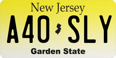 NJ license plate A40SLY
