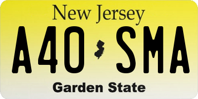 NJ license plate A40SMA