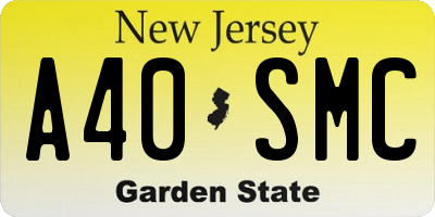NJ license plate A40SMC