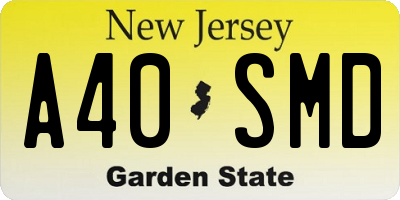 NJ license plate A40SMD