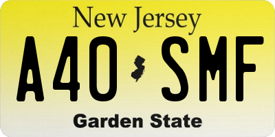 NJ license plate A40SMF