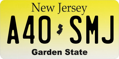 NJ license plate A40SMJ