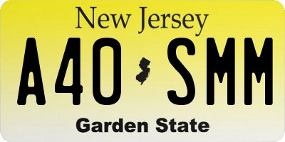 NJ license plate A40SMM