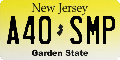 NJ license plate A40SMP