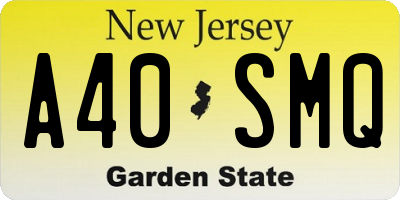 NJ license plate A40SMQ
