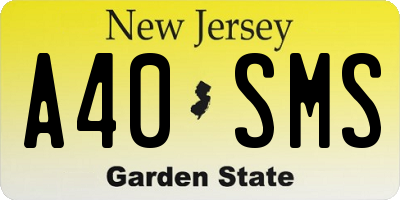 NJ license plate A40SMS