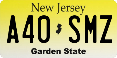 NJ license plate A40SMZ