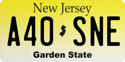 NJ license plate A40SNE
