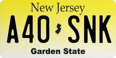 NJ license plate A40SNK