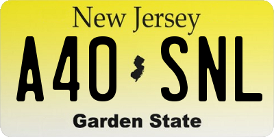 NJ license plate A40SNL