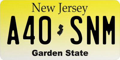 NJ license plate A40SNM