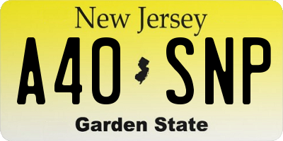 NJ license plate A40SNP