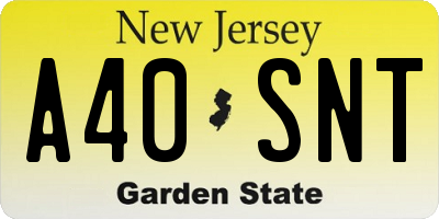 NJ license plate A40SNT