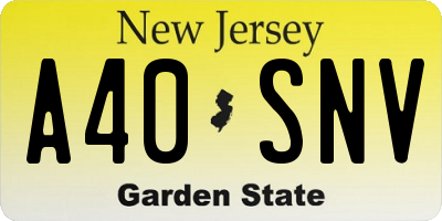 NJ license plate A40SNV