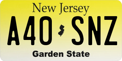 NJ license plate A40SNZ