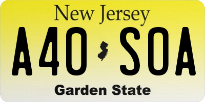 NJ license plate A40SOA
