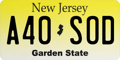 NJ license plate A40SOD