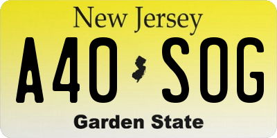 NJ license plate A40SOG
