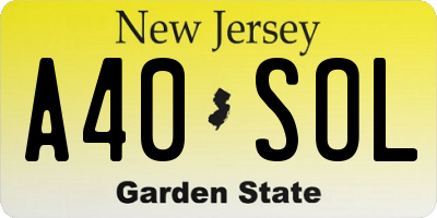 NJ license plate A40SOL