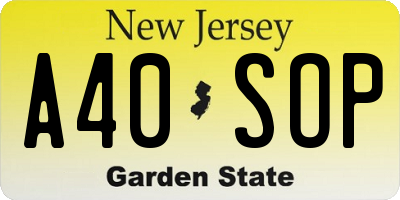 NJ license plate A40SOP
