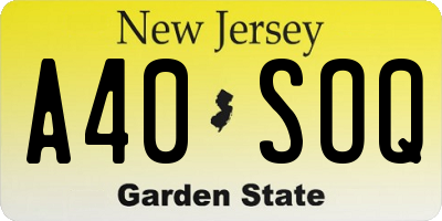 NJ license plate A40SOQ