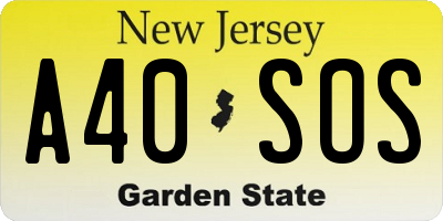 NJ license plate A40SOS