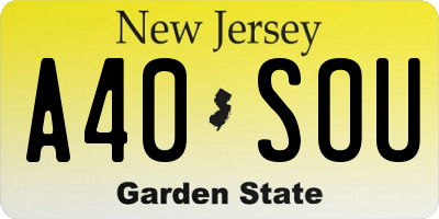 NJ license plate A40SOU