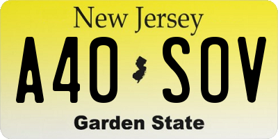 NJ license plate A40SOV