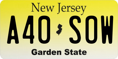 NJ license plate A40SOW