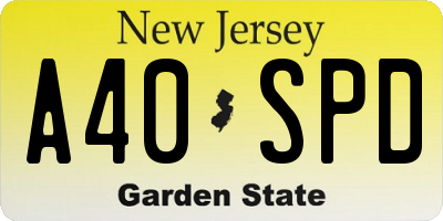 NJ license plate A40SPD