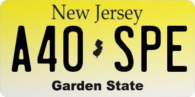 NJ license plate A40SPE
