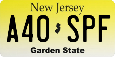NJ license plate A40SPF