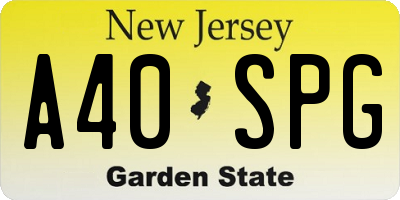 NJ license plate A40SPG