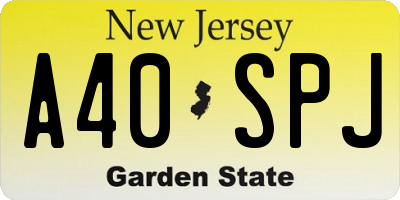 NJ license plate A40SPJ