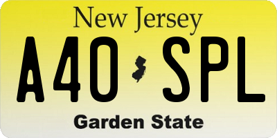 NJ license plate A40SPL