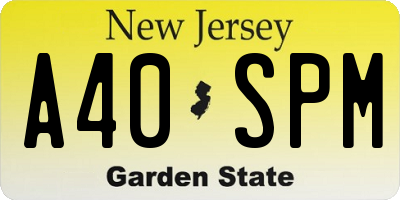NJ license plate A40SPM