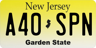 NJ license plate A40SPN