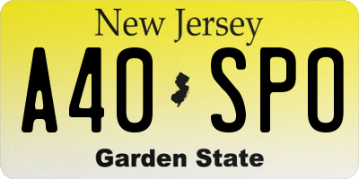 NJ license plate A40SPO