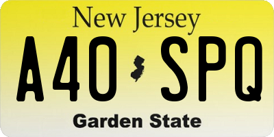 NJ license plate A40SPQ