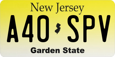 NJ license plate A40SPV