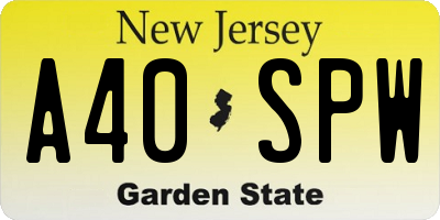 NJ license plate A40SPW