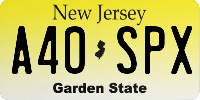 NJ license plate A40SPX