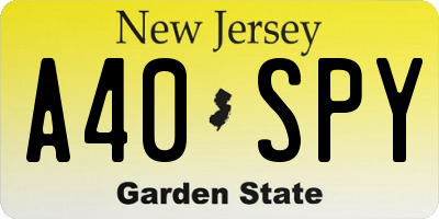 NJ license plate A40SPY