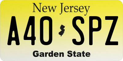 NJ license plate A40SPZ