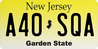 NJ license plate A40SQA