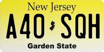 NJ license plate A40SQH