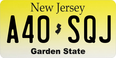 NJ license plate A40SQJ