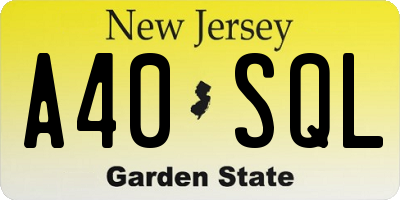 NJ license plate A40SQL