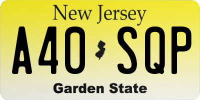 NJ license plate A40SQP