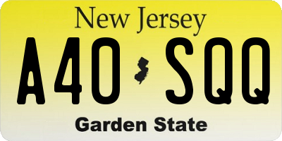 NJ license plate A40SQQ